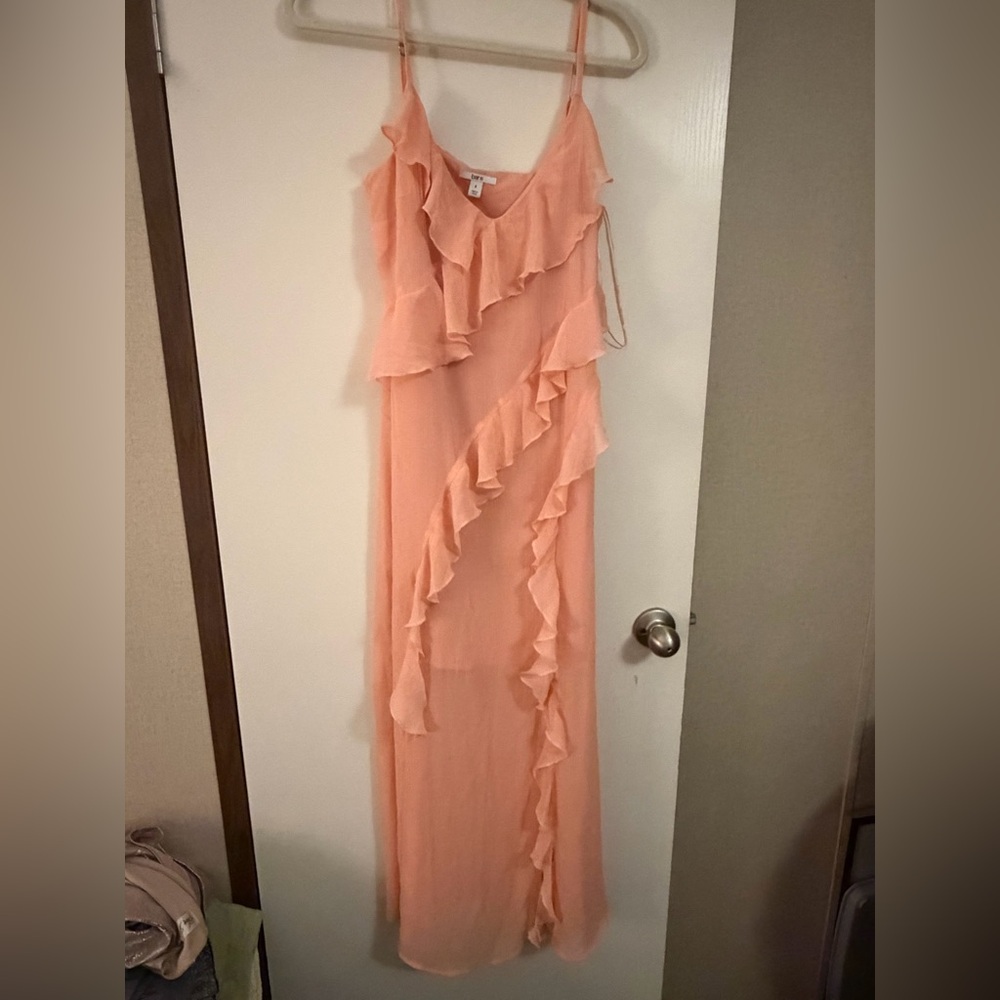 Bar III Peach Ruffle Maxi Dress